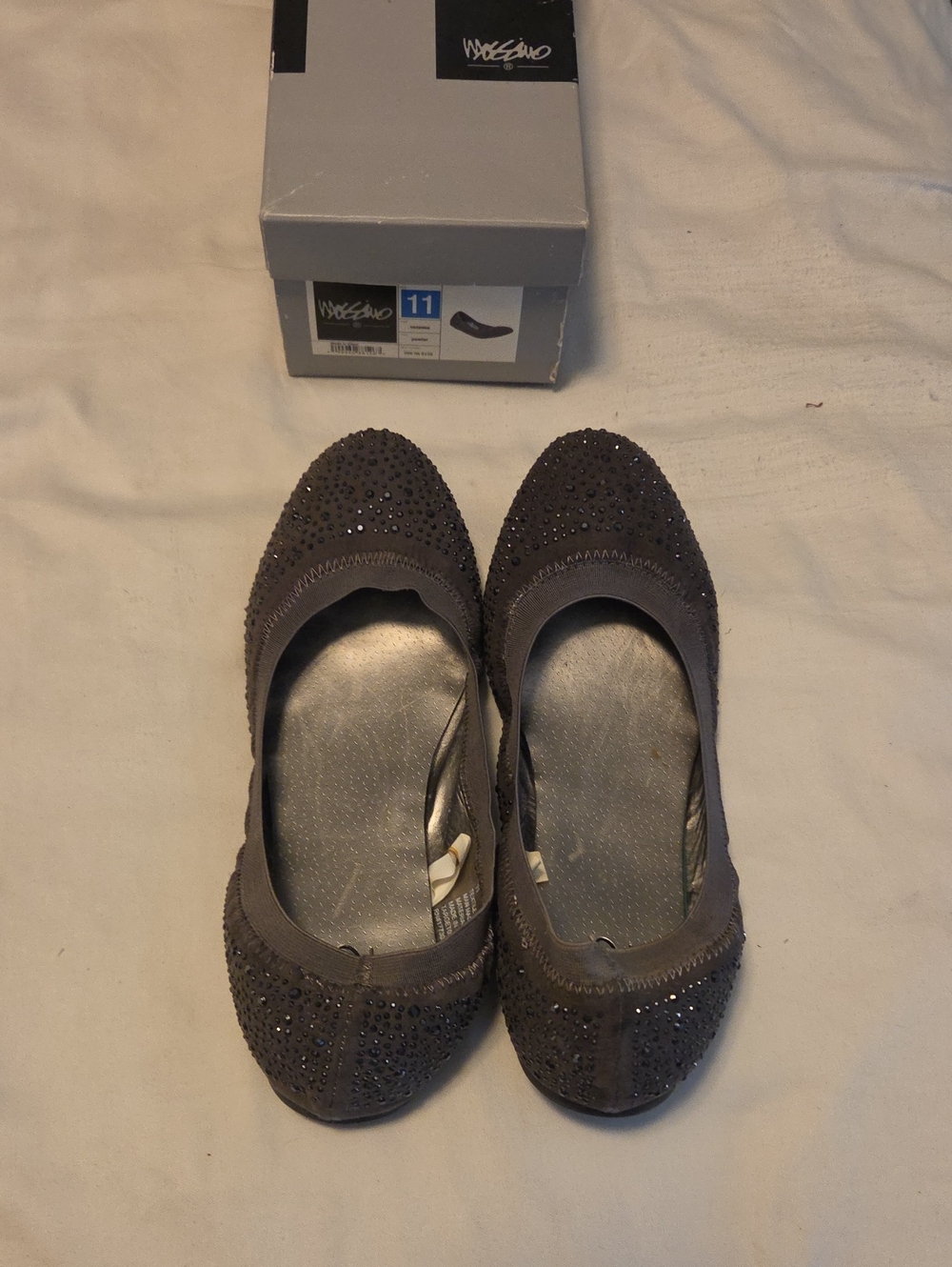 Mossimo Supply Co. Gray Crystal-Embellished Ballet Flats